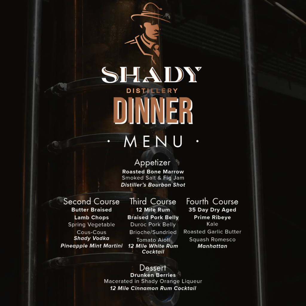 Shady DIstillery Dinner Menu Shady DIstillery Dinner Menu